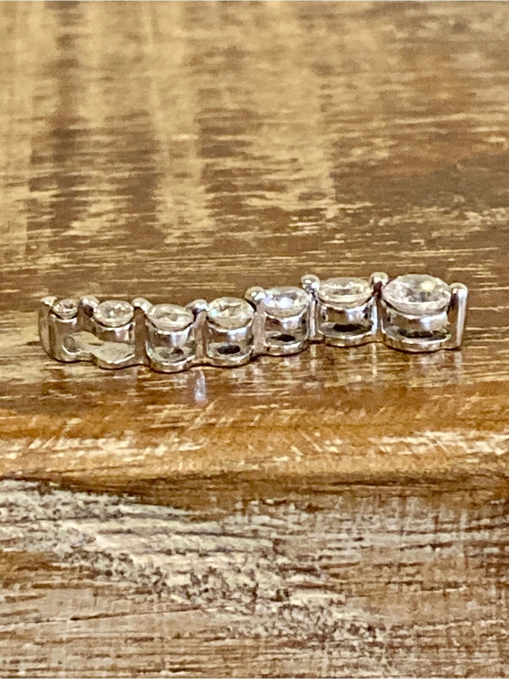 10K White Gold & Cubic Zirconia Journey Pendant 1” Long - Picture 5 of 9